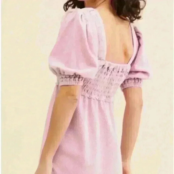 New NWT Free People Moon Flower Mini Corduroy Pink Dress Size Large - Picture 2 of 8